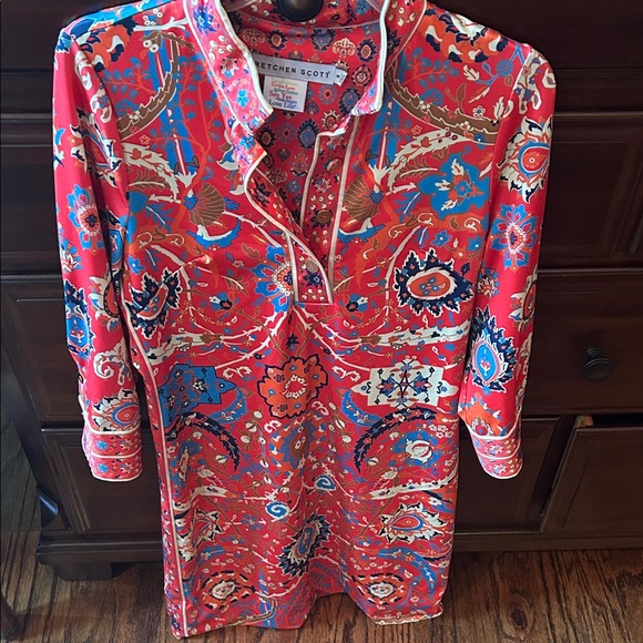 Gretchen Scott Designs Red and Blue Patterned Tunic - Picture 4 of 4